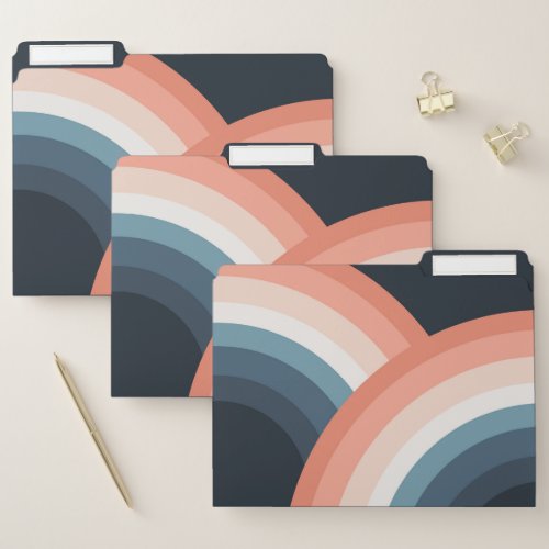 Colorful double retro style rainbow file folder