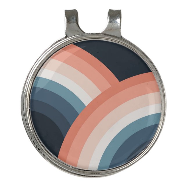 Colorful double retro style rainbow golf hat clip (Front)