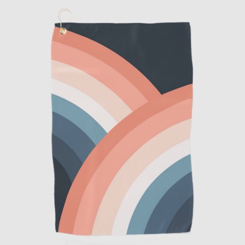 Colorful double retro style rainbow golf towel