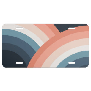 Colorful double retro style rainbow license plate