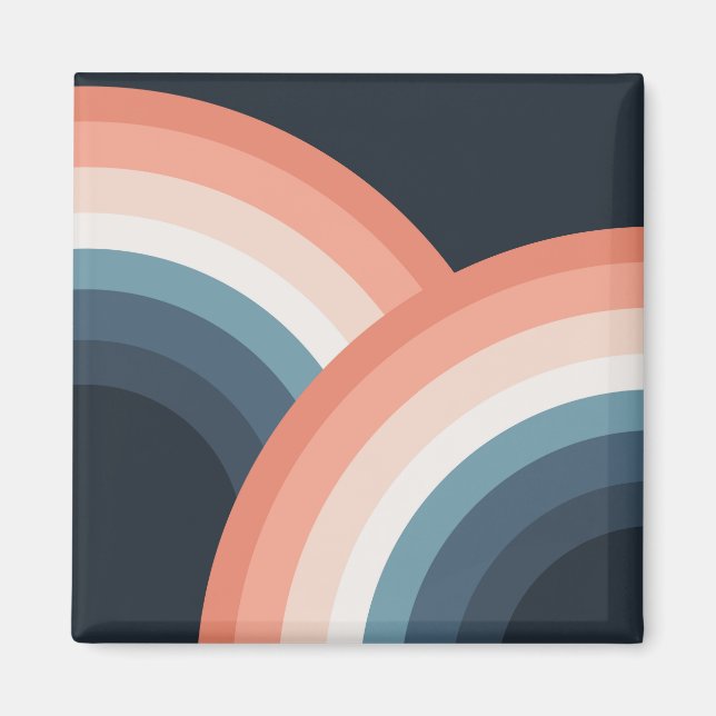 Colorful double retro style rainbow magnet (Front)