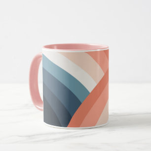 Colorful double retro style rainbow mug