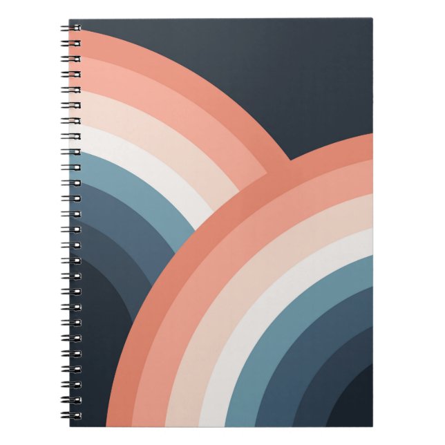 Colorful double retro style rainbow notebook (Front)