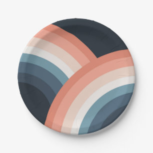 Colorful double retro style rainbow paper plates