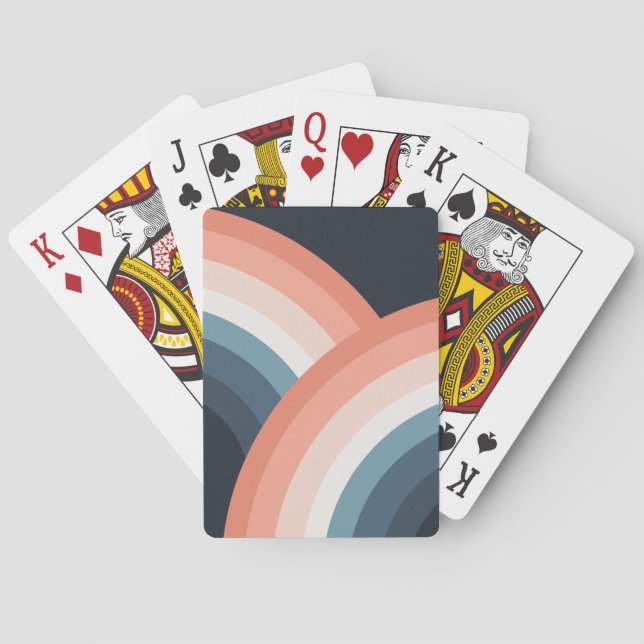 Colorful double retro style rainbow poker cards (Back)