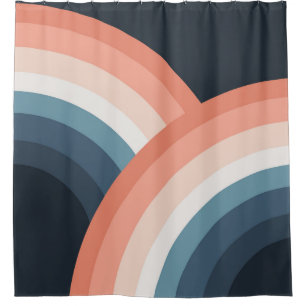 Colorful double retro style rainbow shower curtain