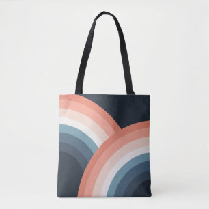 Colorful double retro style rainbow tote bag