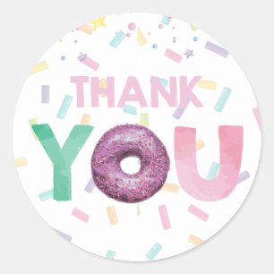 Colorful Doughnut Party Thank you Classic Round Sticker