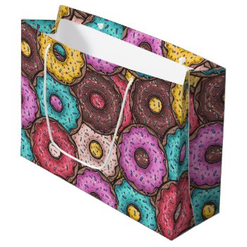 Colorful Doughnuts Large Gift Bag by StargazerDesigns at Zazzle