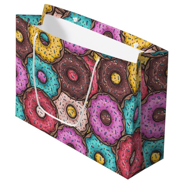 Colorful Doughnuts Large Gift Bag (Front Angled)