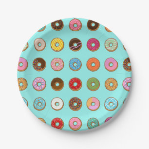 Colorful Doughnuts Paper Plates