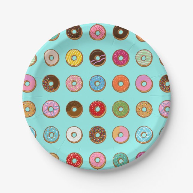 Colorful Doughnuts Paper Plates (Front)