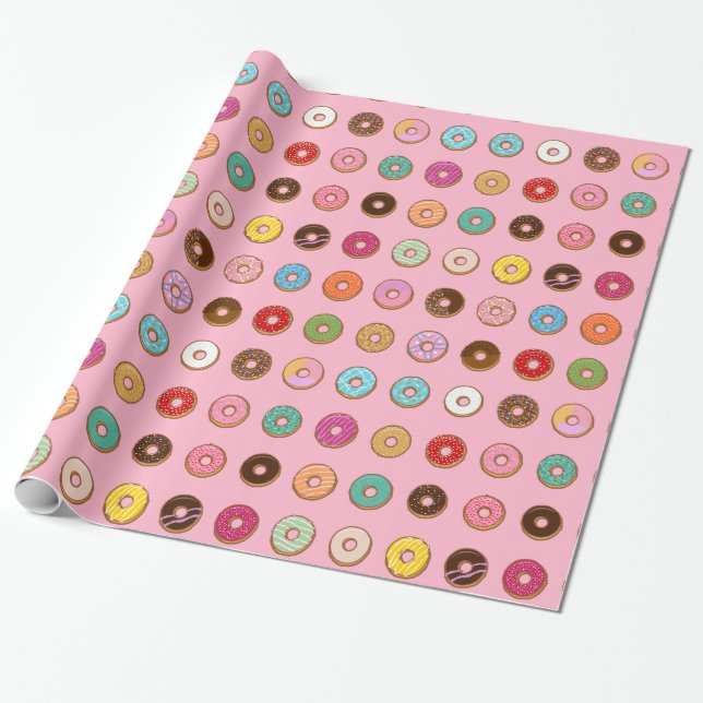 Colorful Doughnuts Wrapping Paper (Unrolled)