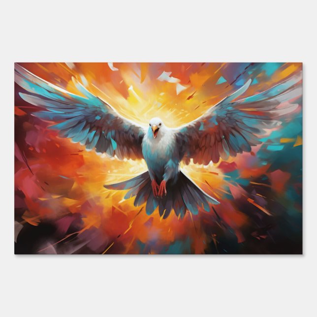  Colorful Dove painting Sign (Front)