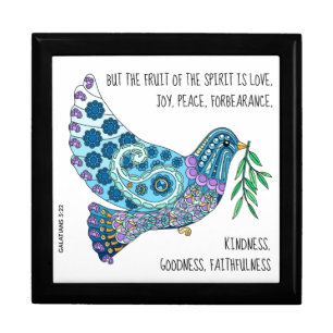 Colorful Dove w Verse about peace (Galatians 5:22) Gift Box