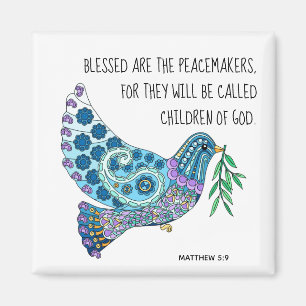 Colorful Dove w Verse about peace (Matthew 5:9) Magnet