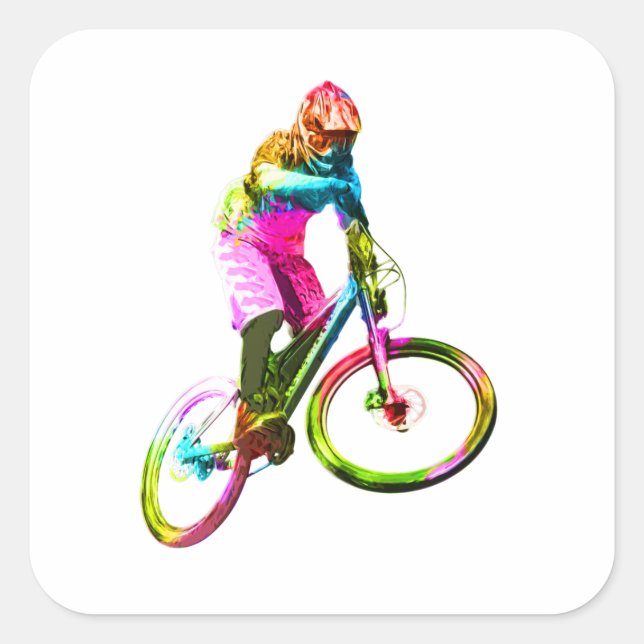 Colorful Downhiller Square Sticker (Front)