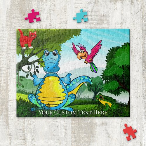 Colorful Dragon and Kitty Fantasy Animal Puzzle