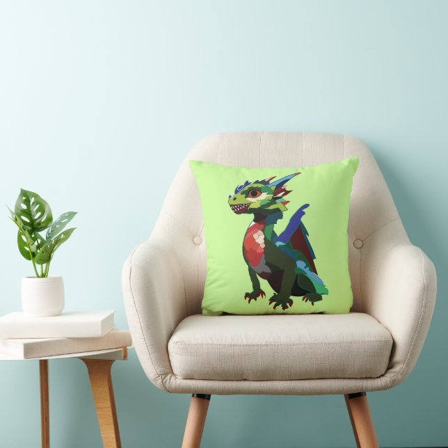 Colorful Dragon Art Throw Pillow (Chair)