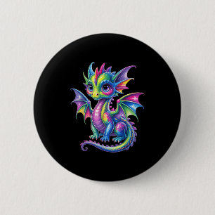 Colorful Dragon Baby Cute Pretty Birthday Dragon L Button