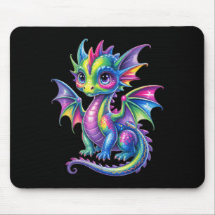 Colorful Dragon Baby Cute Pretty Birthday Dragon L Mouse Pad