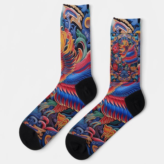 Colorful Dragon Ethnic Pattern Socks (Left)