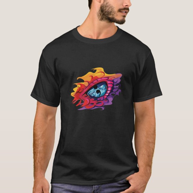 Colorful Dragon Eye With Semi Colon T-Shirt (Front)