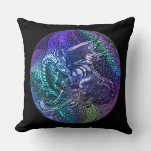 Colorful Dragon Fantasy Orb Throw Pillow
