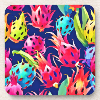 Colorful Dragon Fruit Beverage Coaster