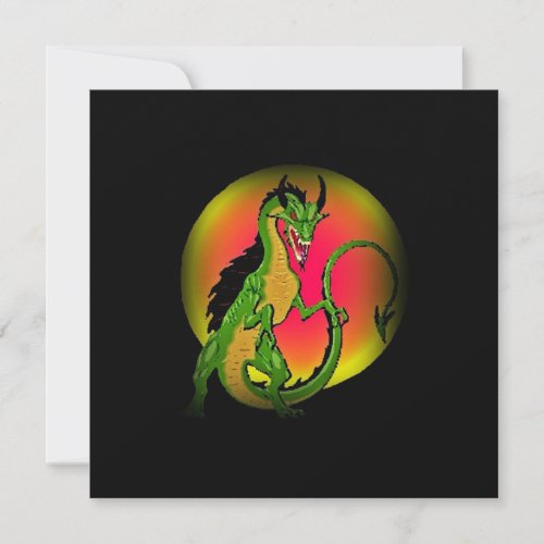 COLORFUL DRAGON IN FULL MOON ~ PARTY INVITATION