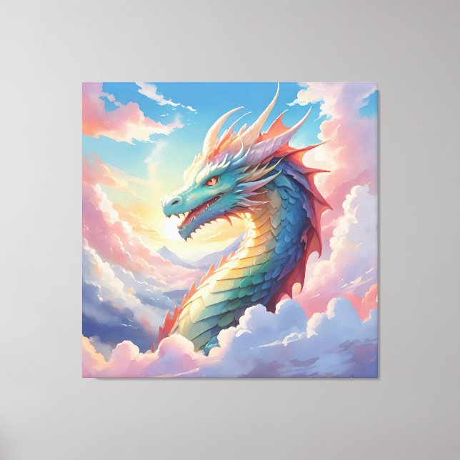 Colorful dragon in the sky canvas print (Front)