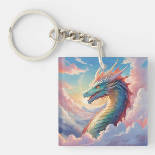 Colorful dragon in the sky keychain