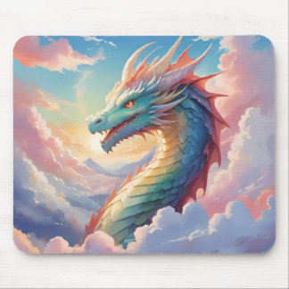 Colorful dragon in the sky mouse pad
