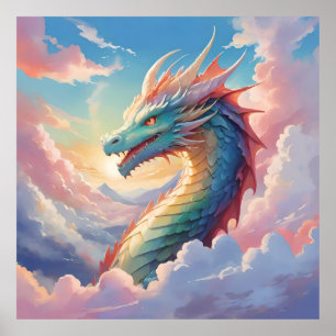 Colorful dragon in the sky poster