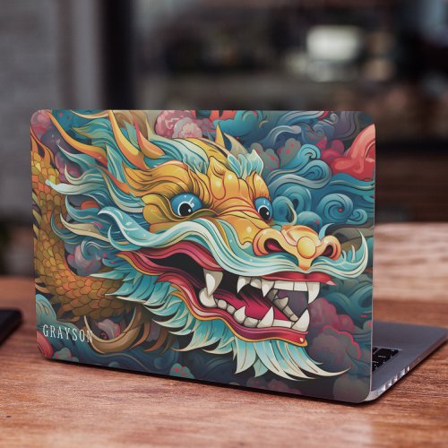 Colorful Dragon Modern Personalized Name HP Laptop Skin
