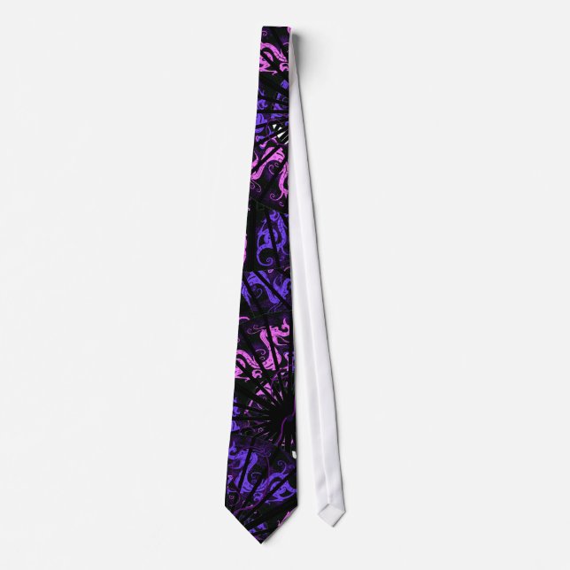 Colorful dragon pattern fantasy art tie (Front)