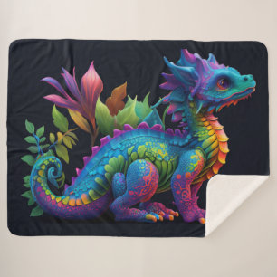 Colorful Dragon  Sherpa Blanket