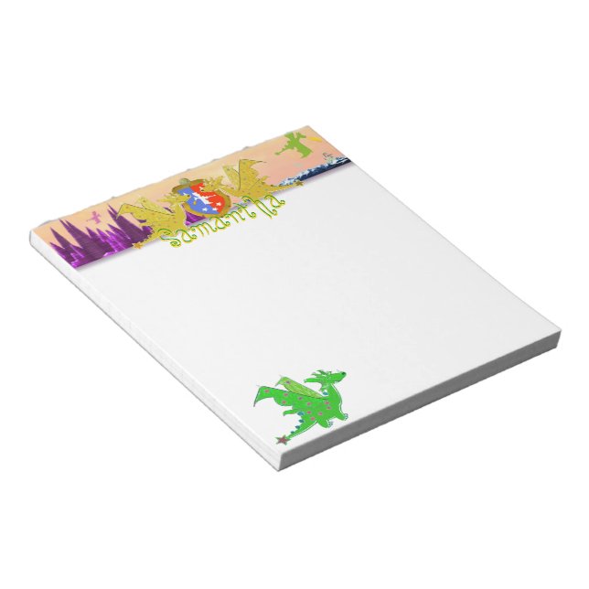 Colorful Dragon World Cute Cartoon Dragons Notepad (Angled)