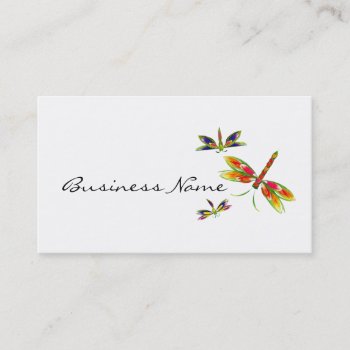 Colorful Dragonflies Business Cards by LPFedorchak at Zazzle