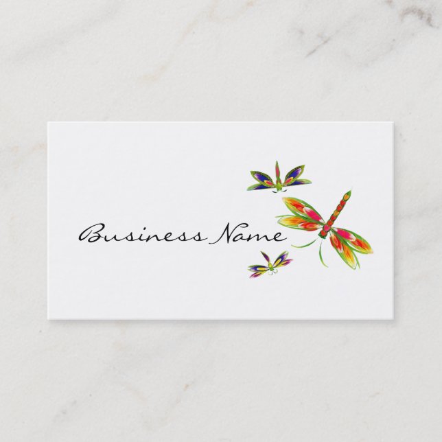 colorful dragonflies business cards (Front)