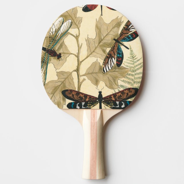 Colorful Dragonflies Floating Above Leaves Ping Pong Paddle (Front)