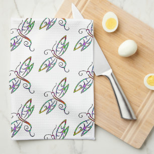 Colorful dragonflies kitchen towel