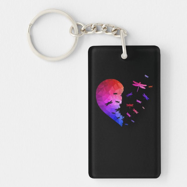 Colorful Dragonflies Make Romantic Love Keychain (Front)