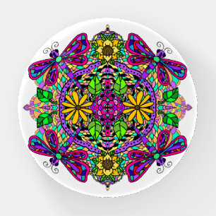 Colorful Dragonflies Mandala Paperweight