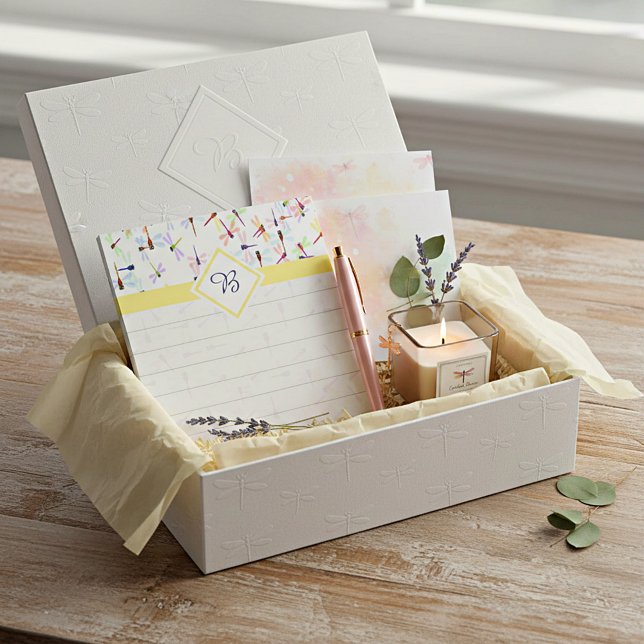 Colorful dragonflies monogram notepad (Creator Uploaded)