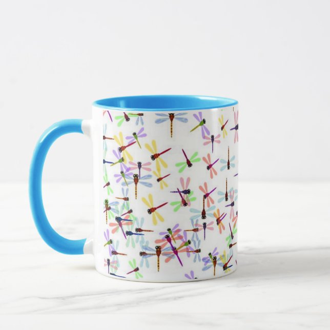 colorful dragonflies mug (Left)