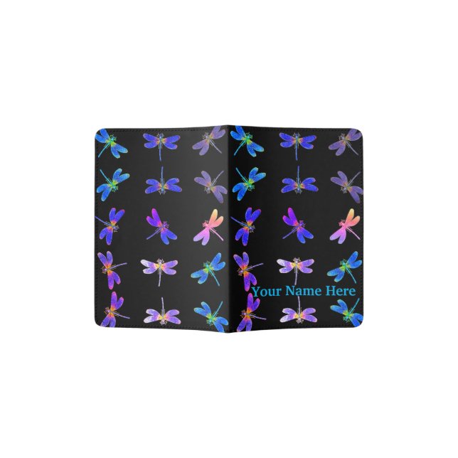 Colorful Dragonflies Passport Holder (Opened)