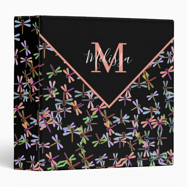 Colorful dragonflies personalized   3 ring binder (Front/Spine)
