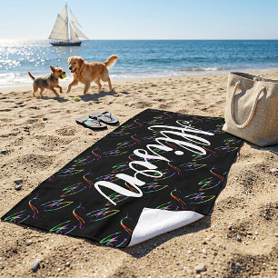 Colorful dragonflies personalized beach towel