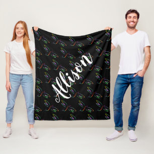 Colorful dragonflies personalized fleece blanket